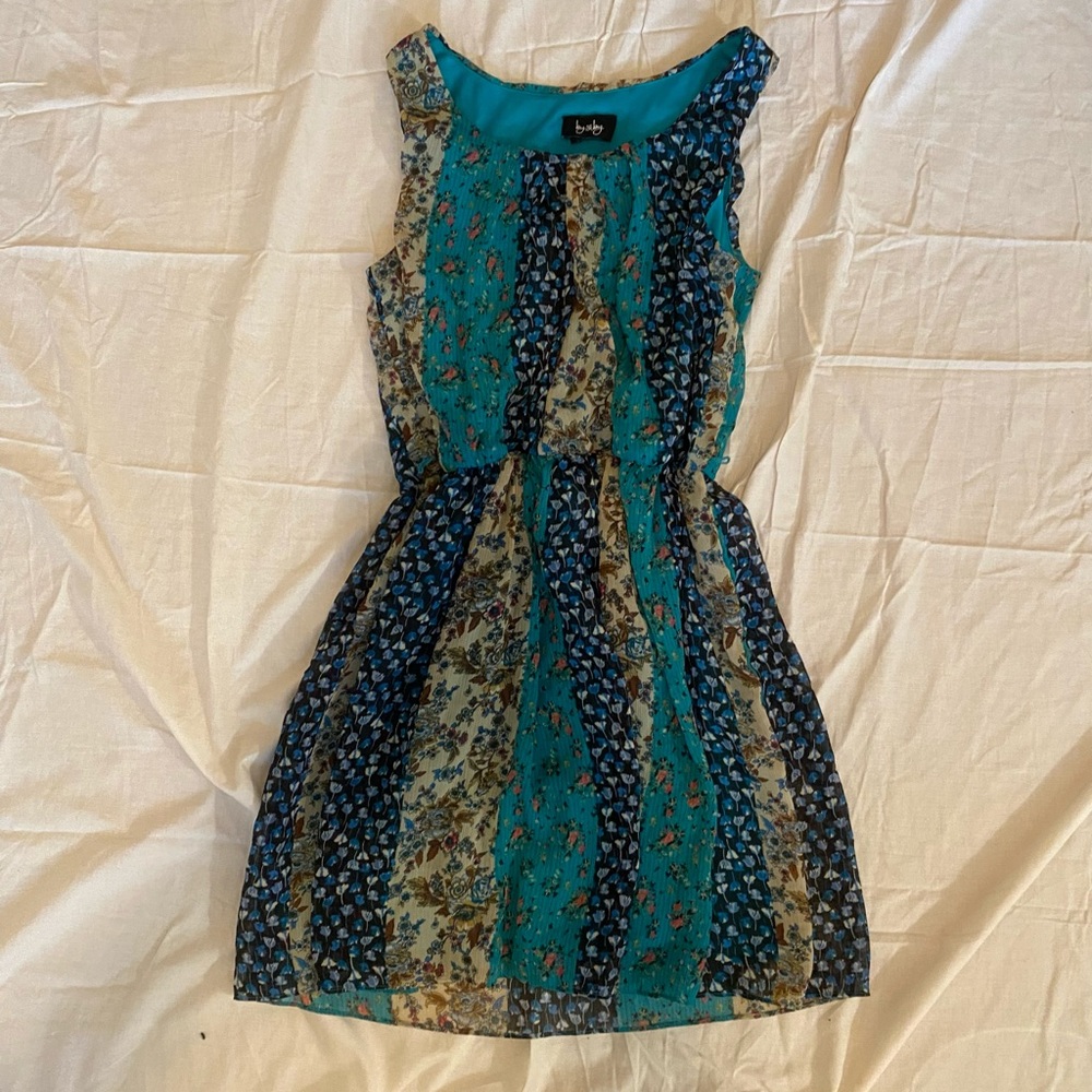 Multi floral blue dress(: